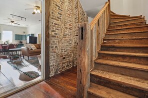 This staircase leads to the loft. 