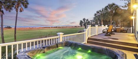 With a hot tub for relaxing.