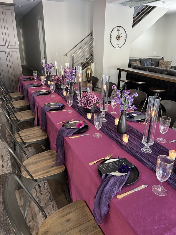 Place settings for illustration purposes, available with add on group services.