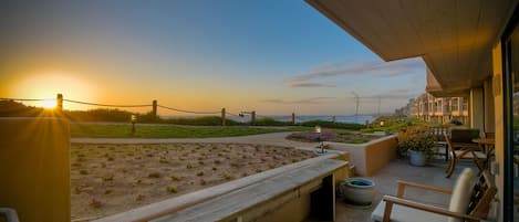 Enjoy daily sunsets from your private oceanfront patio