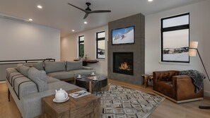 Great room with fireplace