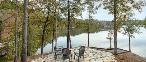 Awesome view from the stone patio overlooking the lake!