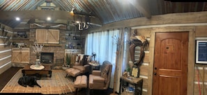 New Cabin.... All New Sofa, 2 chairs, 2 ottomans.... (black lab not included)
