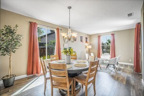 Dining area + lounge area