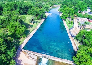 Austin's favorite gem, Barton Springs, a 3 acre spring-fed pool just a quick walk from the house