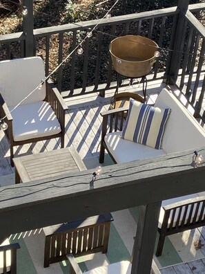 New Patio Furniture, lighted Patio, Grill and Table and Chairs