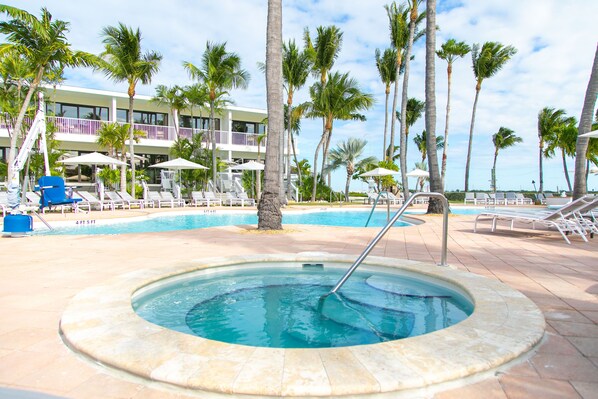 There are 2 outdoor hot tubs!