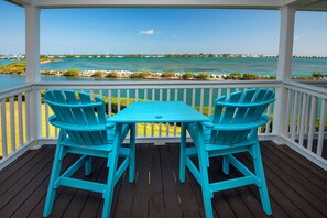 Every villa features two balconies, one on each level.