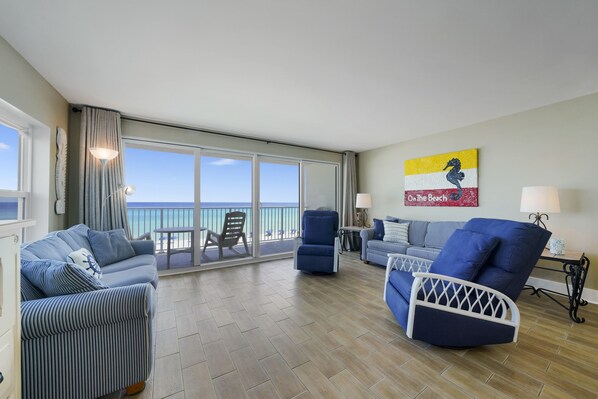 Living room with Gulf views