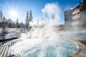 Warm up at the end of a fun day in the Timber Fox community hot tub