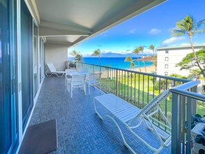 Oversized private lanai with two access doors. One from bedroom and one from living room. 