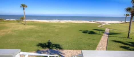 Unobstructed view of ocean from deck, living room and kitchen.