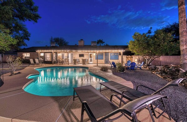 Large deep heated swimming pool