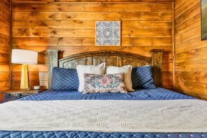 Enjoy peaceful nights in this inviting king-sized bed