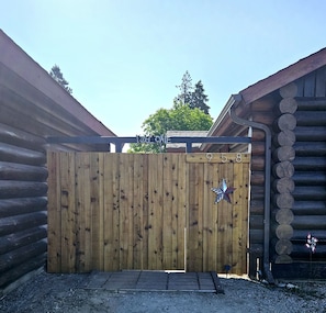 Front gate - private entry to fully fenced court yard.