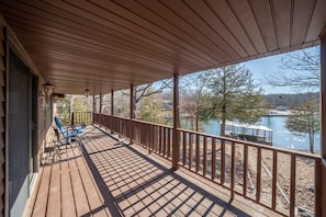 Spacious deck overlooking the lake
