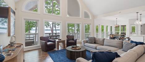 This beautiful family room is a bright and comfortable space with natural light.