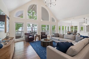 This beautiful family room is a bright and comfortable space with natural light.