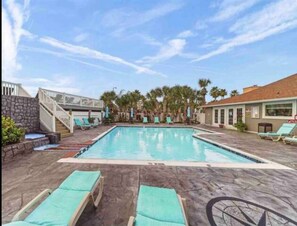 Our community pool is the bomb!  So beautiful with a waterfall, an upper sun deck, lots of loungers around the pool also