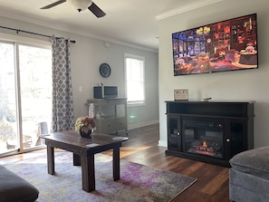 Living Room Fire Place and 55" Roku Smart TV