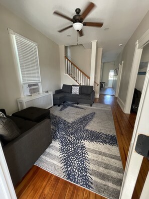 Living room entrance with seating