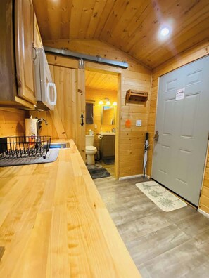 Dimmable lights for night time comfort. 