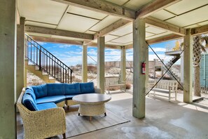 Beat the heat in the covered, outdoor lounge area