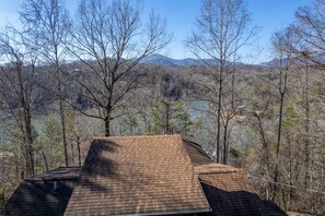 Upper drone view above the cabin.