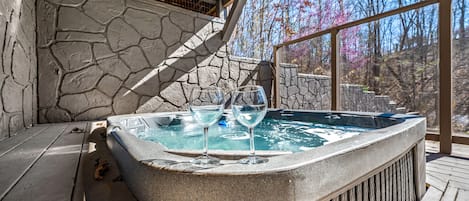 Soak your troubles away in your private hot tub.