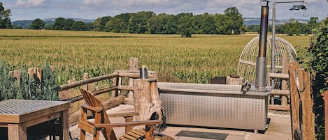 The outdoor area at Curious Calf, Herefordshire