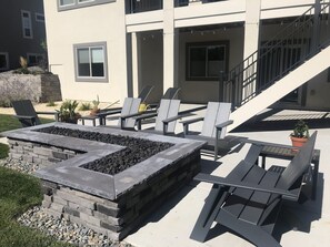 Back patio fire pit, and seating area