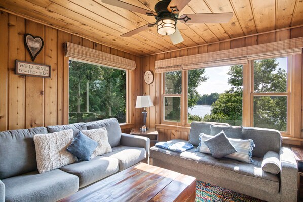 Comfortable living room with views of the beautiful Lake Wissota