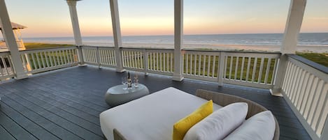 Master bedroom's private covered deck:  Daybed, The GULF, and YOU?