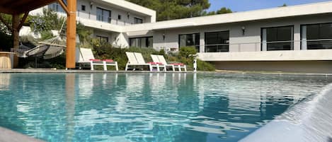 Pool with villa view
