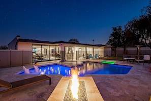 Private Backyard with Fire Pit, Heated Pool, Spa & Putting Green