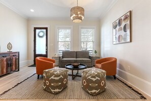Front living room for gathering before heading out for fun