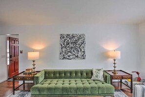 Living Room with Wood Burning Fireplace (4)