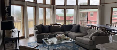 Upstairs living room with a view of Matagorda bay 