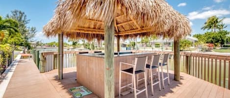 Tiki bar on dock