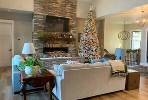 Great room during the holidays
