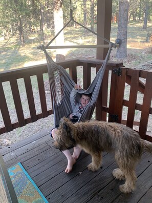 The kids love the outdoor swing!