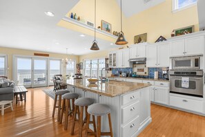Kitchen looking into dining area