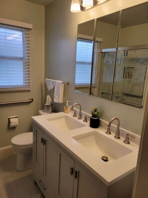 This double sink vanity is perfect for multiple people and provides the space needed to get ready for the day.
