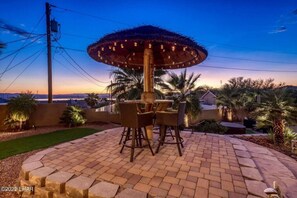 Tiki bar and lake view