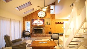Living Room with Patio at Private White Mountain Home