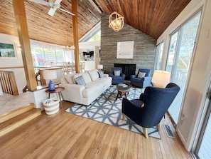 Main living room with water views