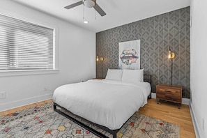 A comfortable and inviting bedroom for a restful night's sleep.