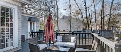 The back patio with lots of seating to enjoy our great weather.