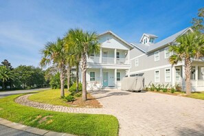 Driveway accommodates 2 cars (in addition to golf cart)