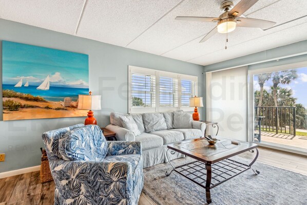 Living Room with Ocean View (Patio Door Screen Partly Shut)